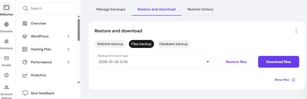 hostinger backup